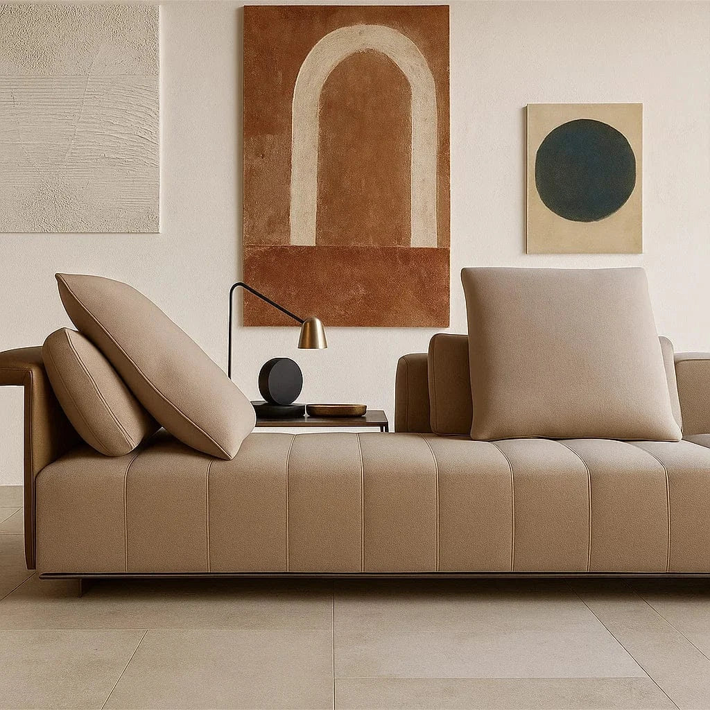Alvaro (SF12022) - Italian Minimalist Custom Sofa Bespoke in Leather & Fabric picket and rail