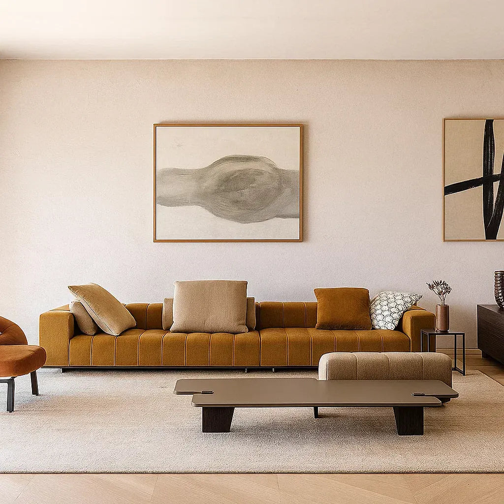 Alvaro (SF12022) - Italian Minimalist Custom Sofa Bespoke in Leather & Fabric picket and rail