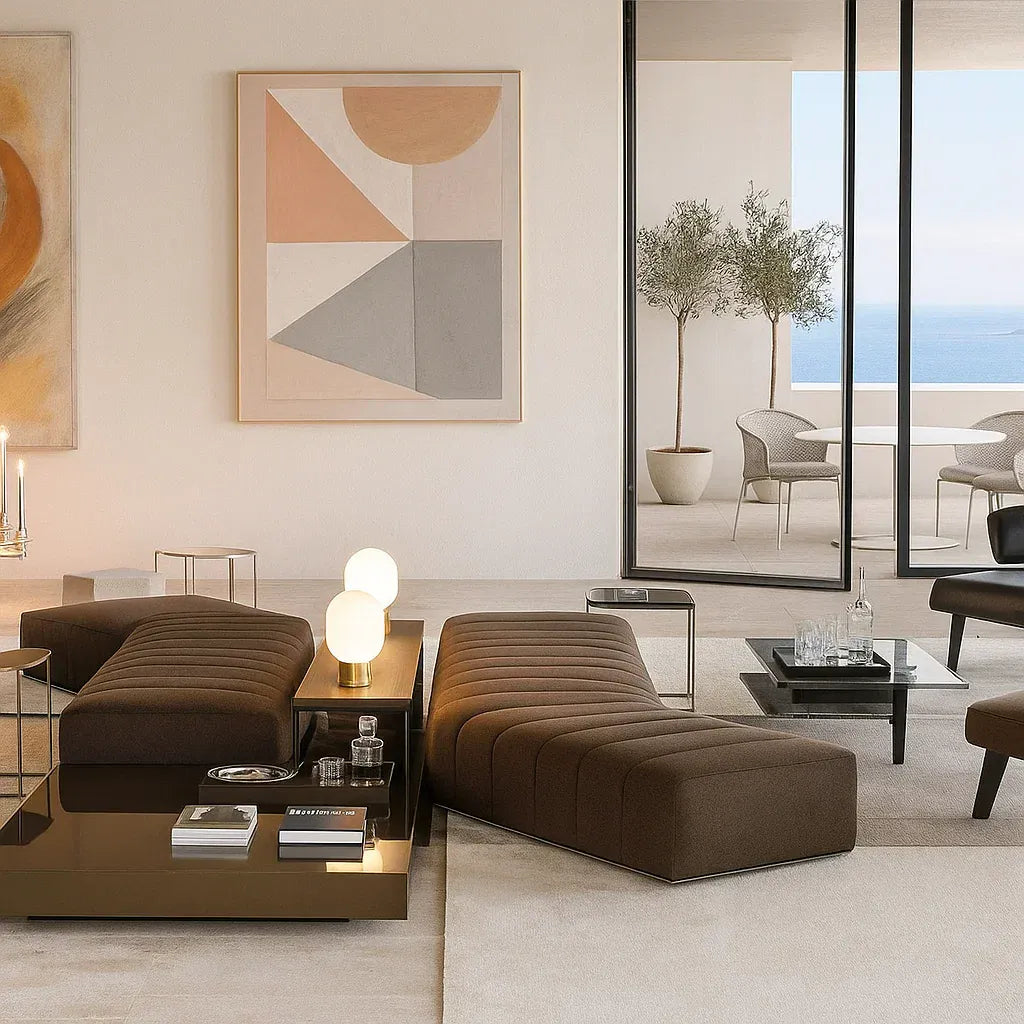 Alvaro (SF12022) - Italian Minimalist Custom Sofa Bespoke in Leather & Fabric picket and rail