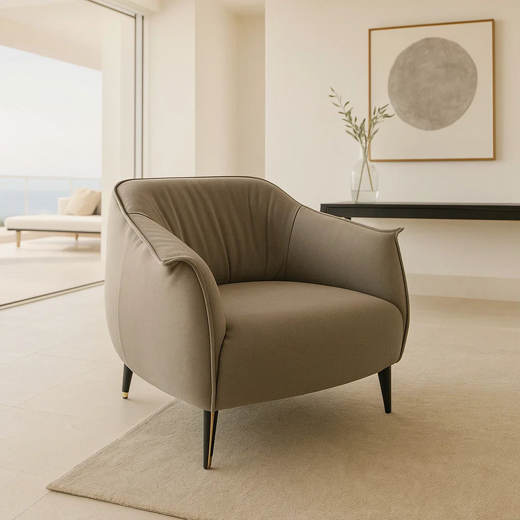 Americana 1-Seater (MB0598) Italian Minimalist Fabric Lounge Chair (I) picket and rail