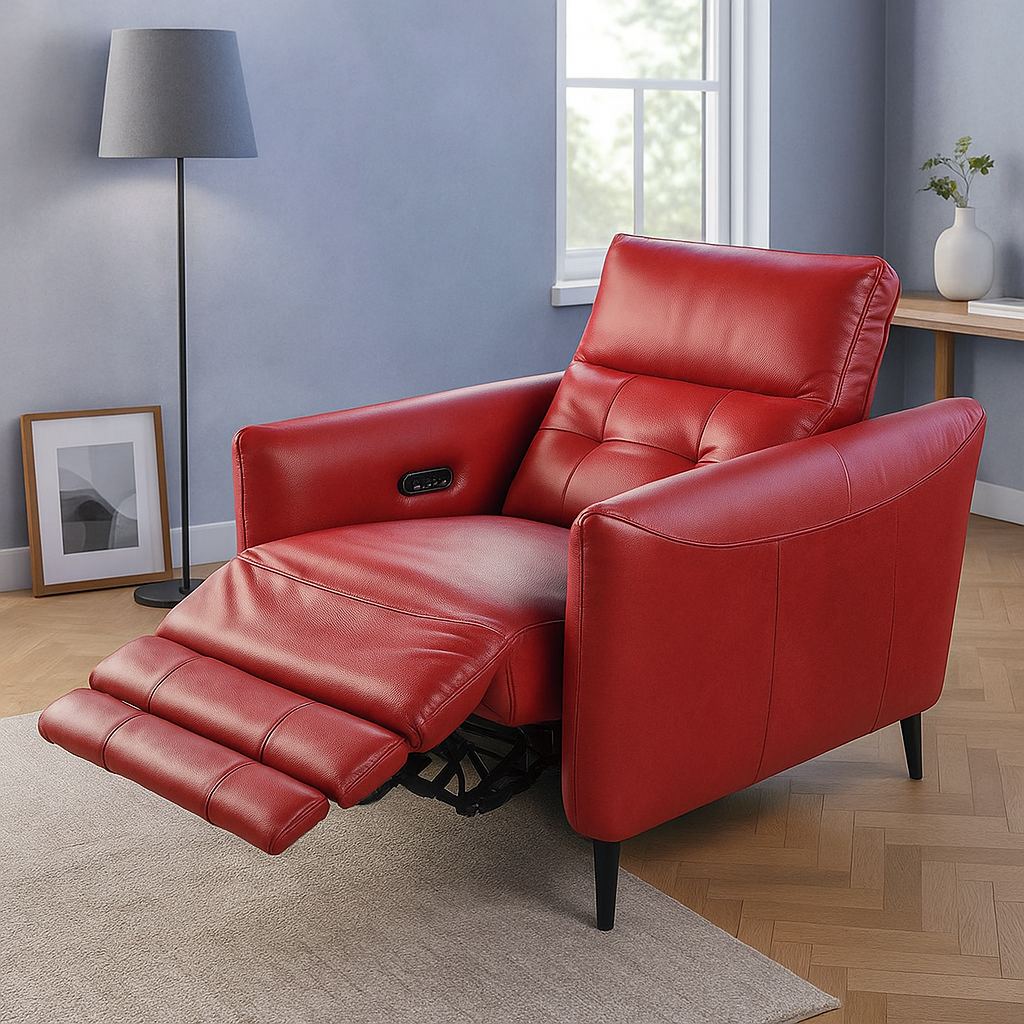 Americana 1-Seater (RN0941) Zero Wall Full Top Grain Leather Wall Hugging Electric Recliner Sofa (I) picket and rail