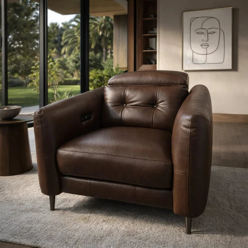 Americana 1-Seater (RN0941) Zero Wall Full Top Grain Leather Wall Hugging Electric Recliner Sofa (I) picket and rail