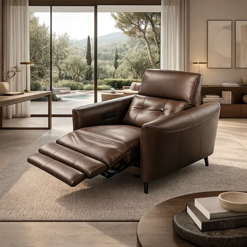 Americana 1-Seater (RN0941) Zero Wall Full Top Grain Leather Wall Hugging Electric Recliner Sofa (I) picket and rail