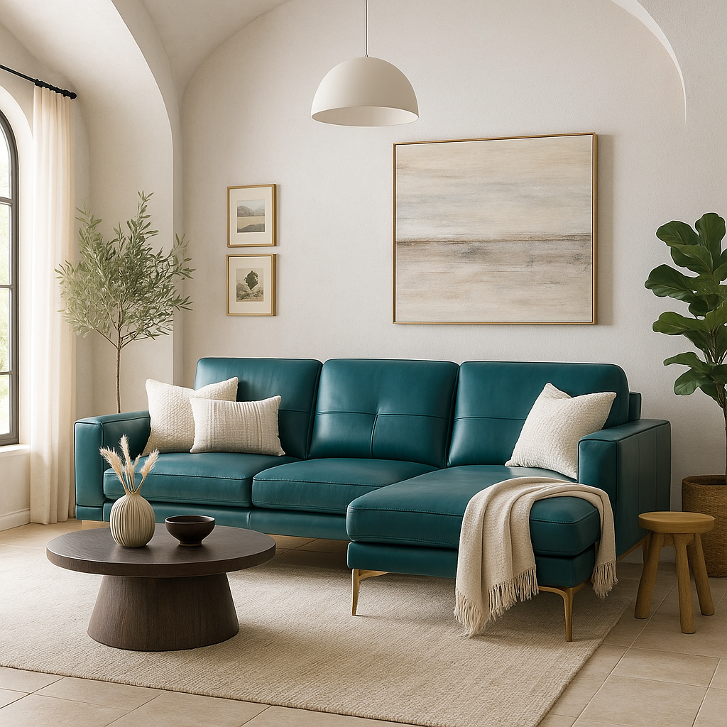 Americana 2.64m (MB0613) Sectional Top Grain Full Leather L-Shaped Sofa (I) picket and rail