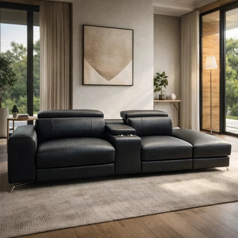 Americana 3-Seater (RN0915) 2.06m Zero Gravity Full Top Grain Leather Modular Electric Recliner Sofa (I) picket and rail