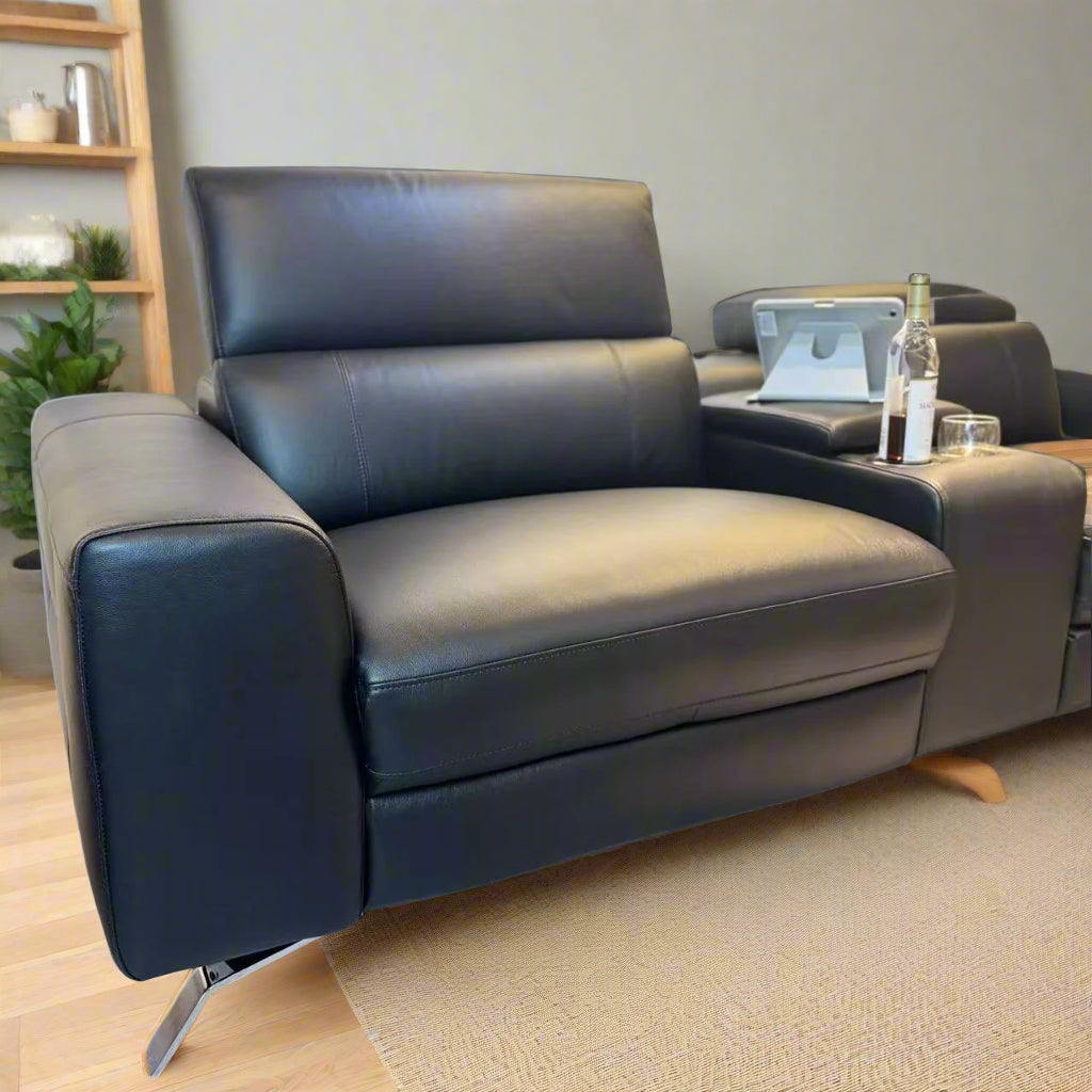 Americana 3-Seater (RN0915) 2.56m Zero Gravity Full Top Grain Leather Electric Recliner Sofa (I) picket and rail