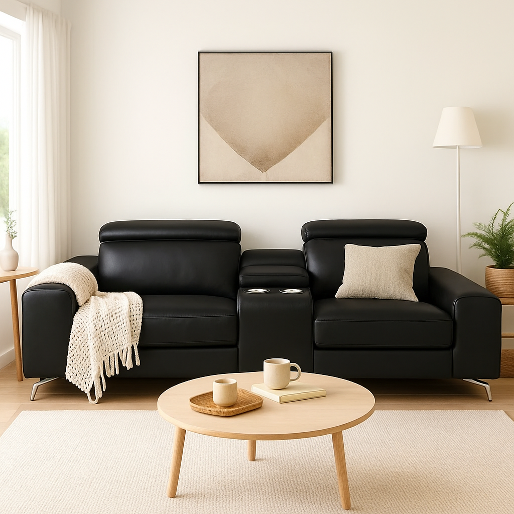 Americana 3-Seater (RN0915) 2.56m Zero Gravity Full Top Grain Leather Electric Recliner Sofa (I) picket and rail