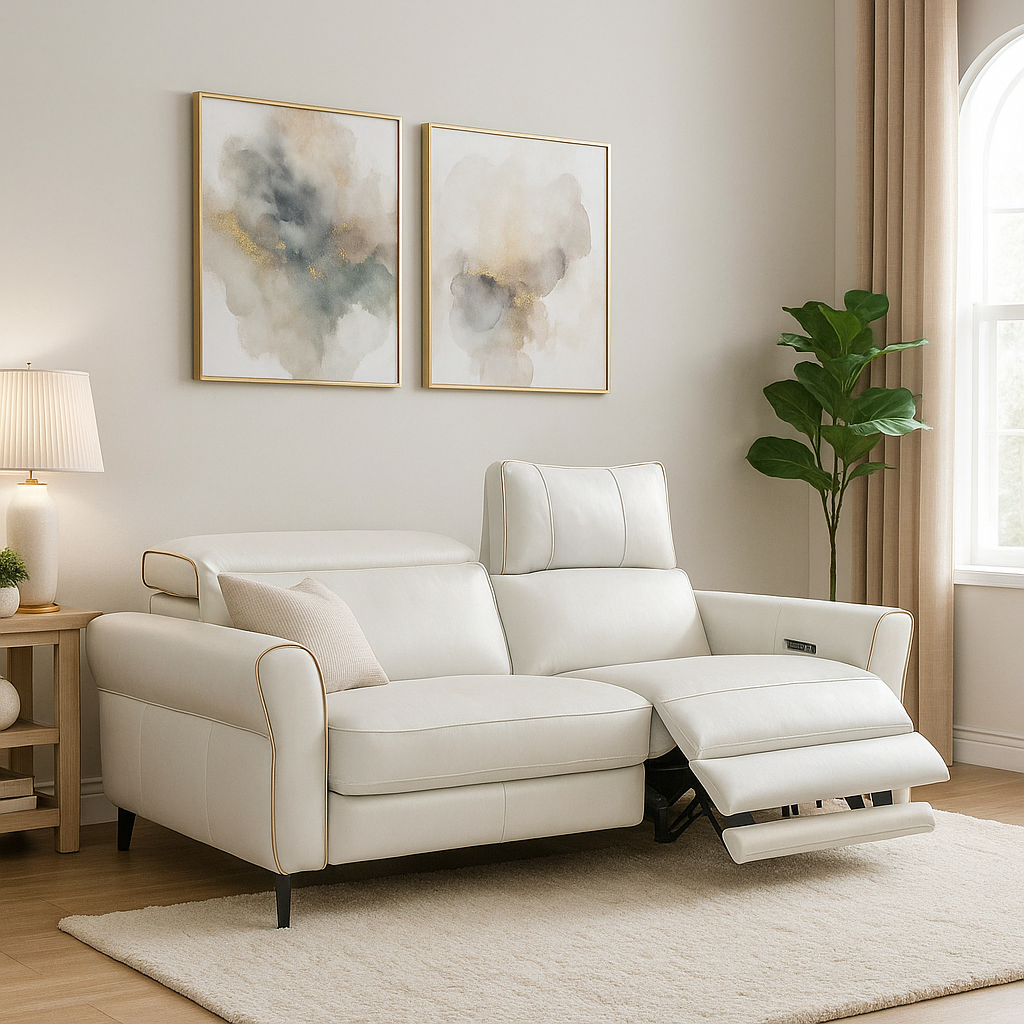 Americana 3-Seater (RN0937) 2.1m Zero Wall Full Top Grain Leather Wall Hugging Electric Incliner Sofa (I) picket and rail