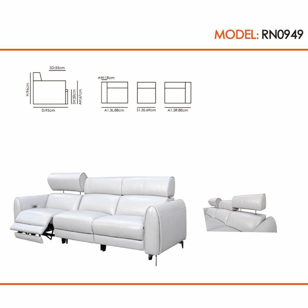 Americana 3-Seater (RN0949) 2.04m Zero Gravity Full Top Grain Leather Electric Recliner Sofa (I) picket and rail