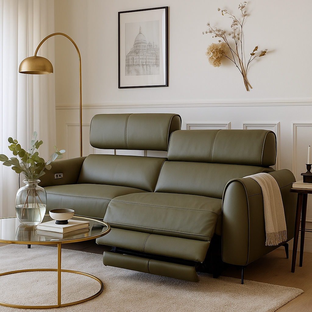 Americana 3-Seater (RN0949) 2.04m Zero Gravity Full Top Grain Leather Electric Recliner Sofa (I) picket and rail