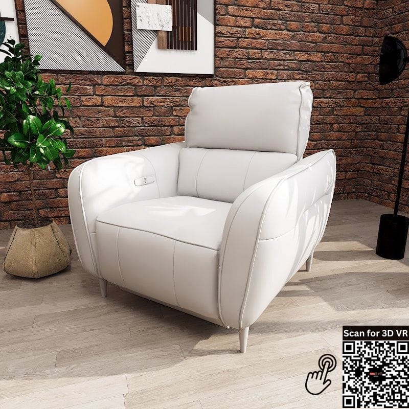 Americana Alpha Pro 1-Seater Zero Wall Full Top Grain Leather Electric Recliner Sofa picket and rail