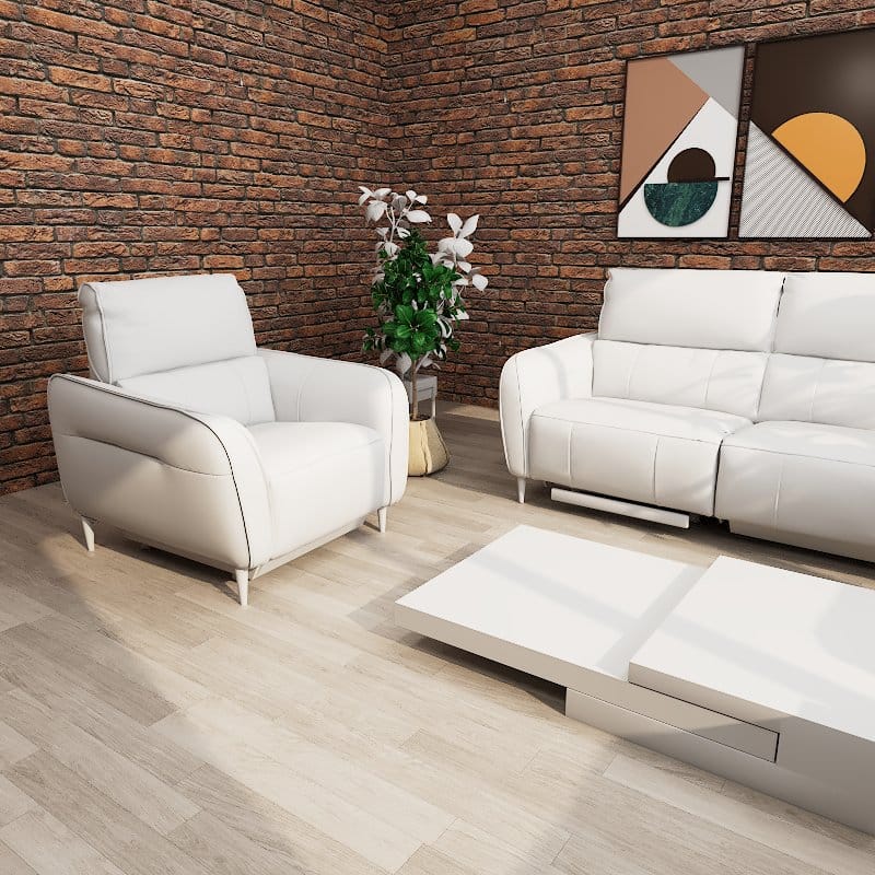 Americana Alpha Pro 1-Seater Zero Wall Full Top Grain Leather Electric Recliner Sofa picket and rail