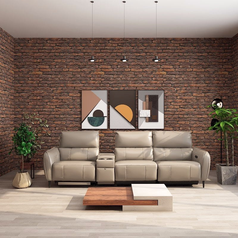 Americana Alpha Pro 2/3-Seater with Utility Cup Holder Zero Wall Full Top Grain Leather Electric Recliner Sofa (I) picket and rail