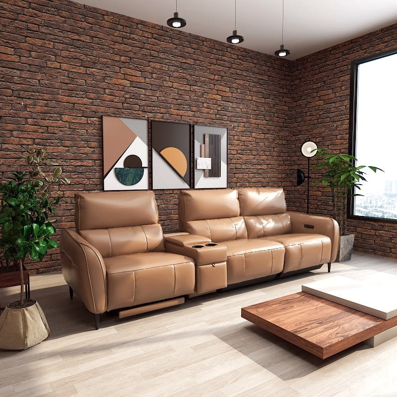 Americana Alpha Pro 2/3-Seater with Utility Cup Holder Zero Wall Full Top Grain Leather Electric Recliner Sofa (I) picket and rail