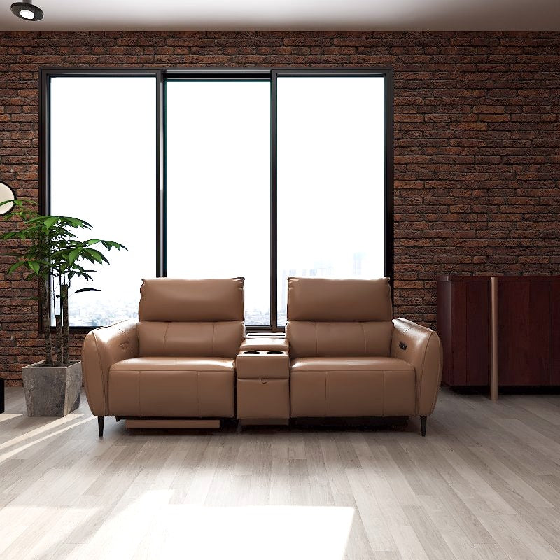 Americana Alpha Pro 2/3-Seater with Utility Cup Holder Zero Wall Full Top Grain Leather Electric Recliner Sofa (I) picket and rail