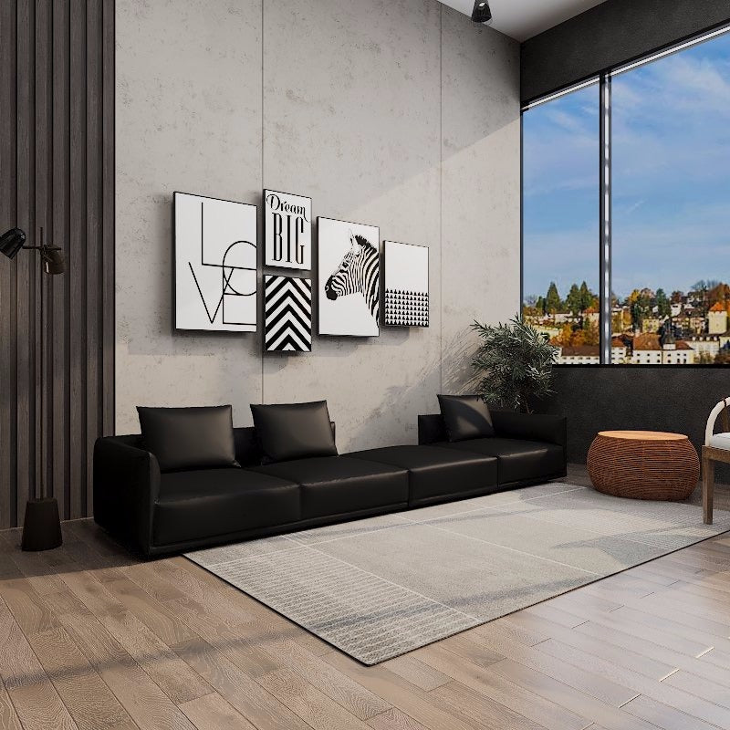 Americana Bovan 3.46m 3-Seater/L-Shape Italian Minimalist Design Top Grain Leather Sofa picket and rail