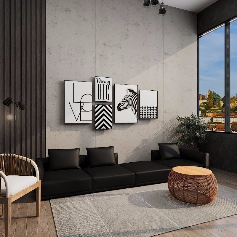 Americana Bovan 3.46m 3-Seater/L-Shape Italian Minimalist Design Top Grain Leather Sofa picket and rail