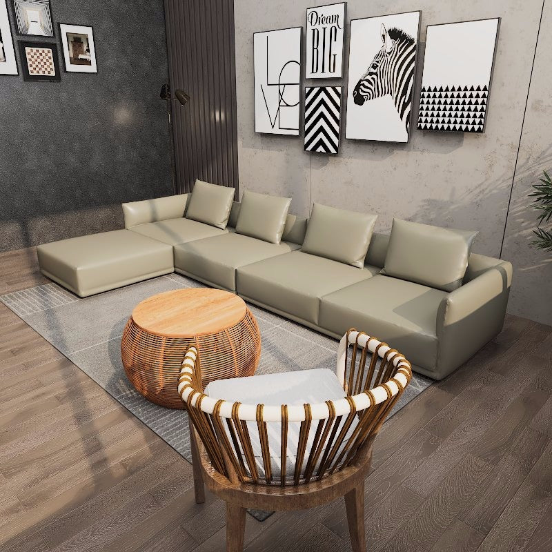 Americana Bovan 3.46m 3-Seater/L-Shape Italian Minimalist Design Top Grain Leather Sofa picket and rail