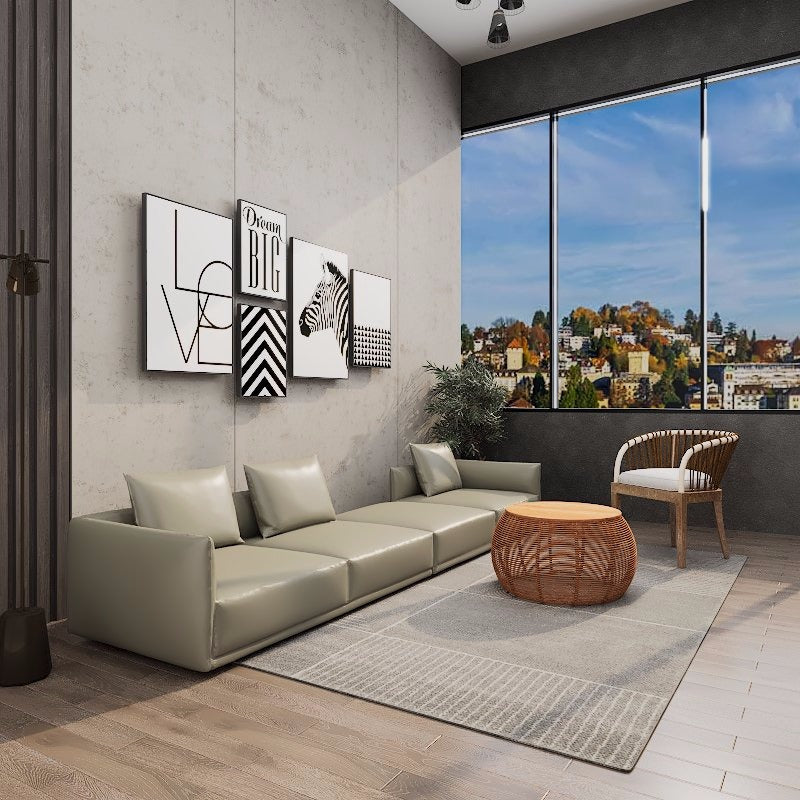 Americana Bovan 3.46m 3-Seater/L-Shape Italian Minimalist Design Top Grain Leather Sofa picket and rail