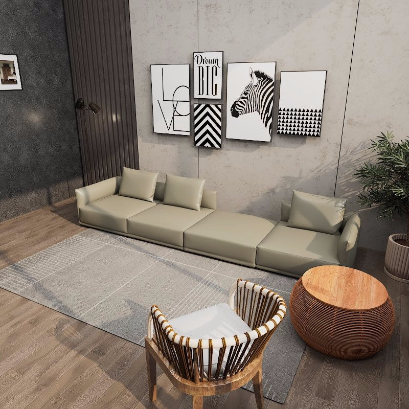 Americana Bovan 3.46m 3-Seater/L-Shape Italian Minimalist Design Top Grain Leather Sofa picket and rail