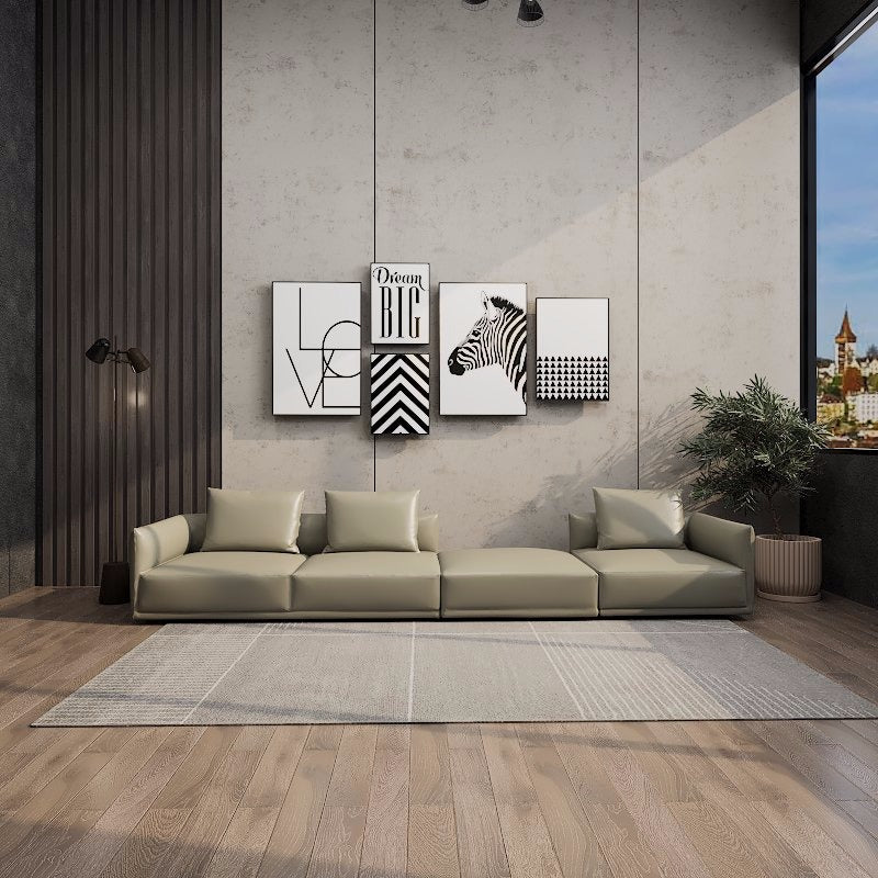 Americana Bovan 3.46m 3-Seater/L-Shape Italian Minimalist Design Top Grain Leather Sofa picket and rail