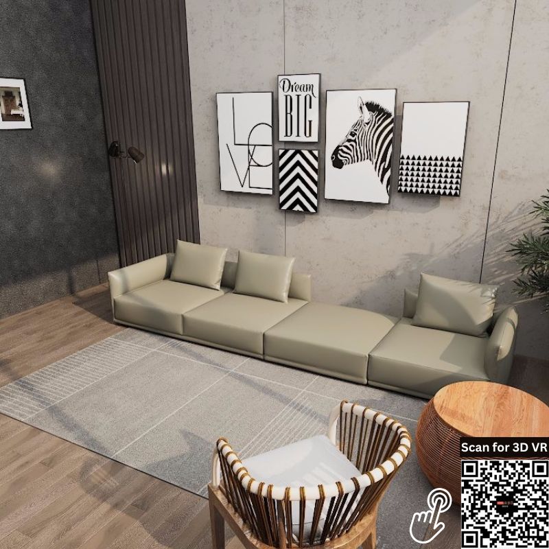 Americana Bovan 3.46m 3-Seater/L-Shape Italian Minimalist Design Top Grain Leather Sofa picket and rail