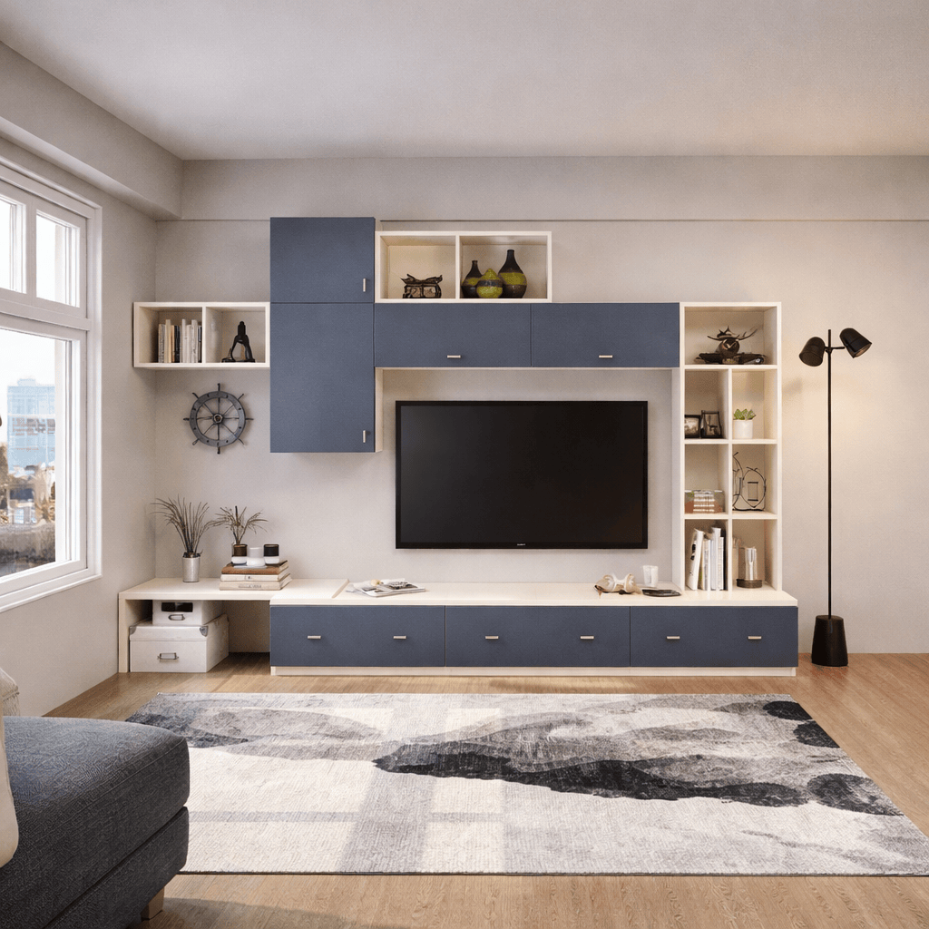 Americana Custom Built-In TV Console Cabinet (TV10) picket and rail