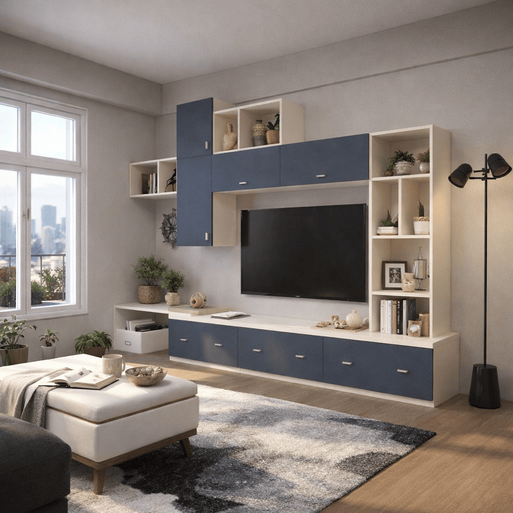 Americana Custom Built-In TV Console Cabinet (TV10) picket and rail