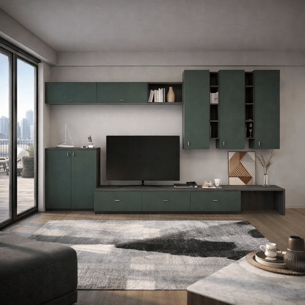 Americana Custom Built-In TV Console Cabinet (TV11) picket and rail