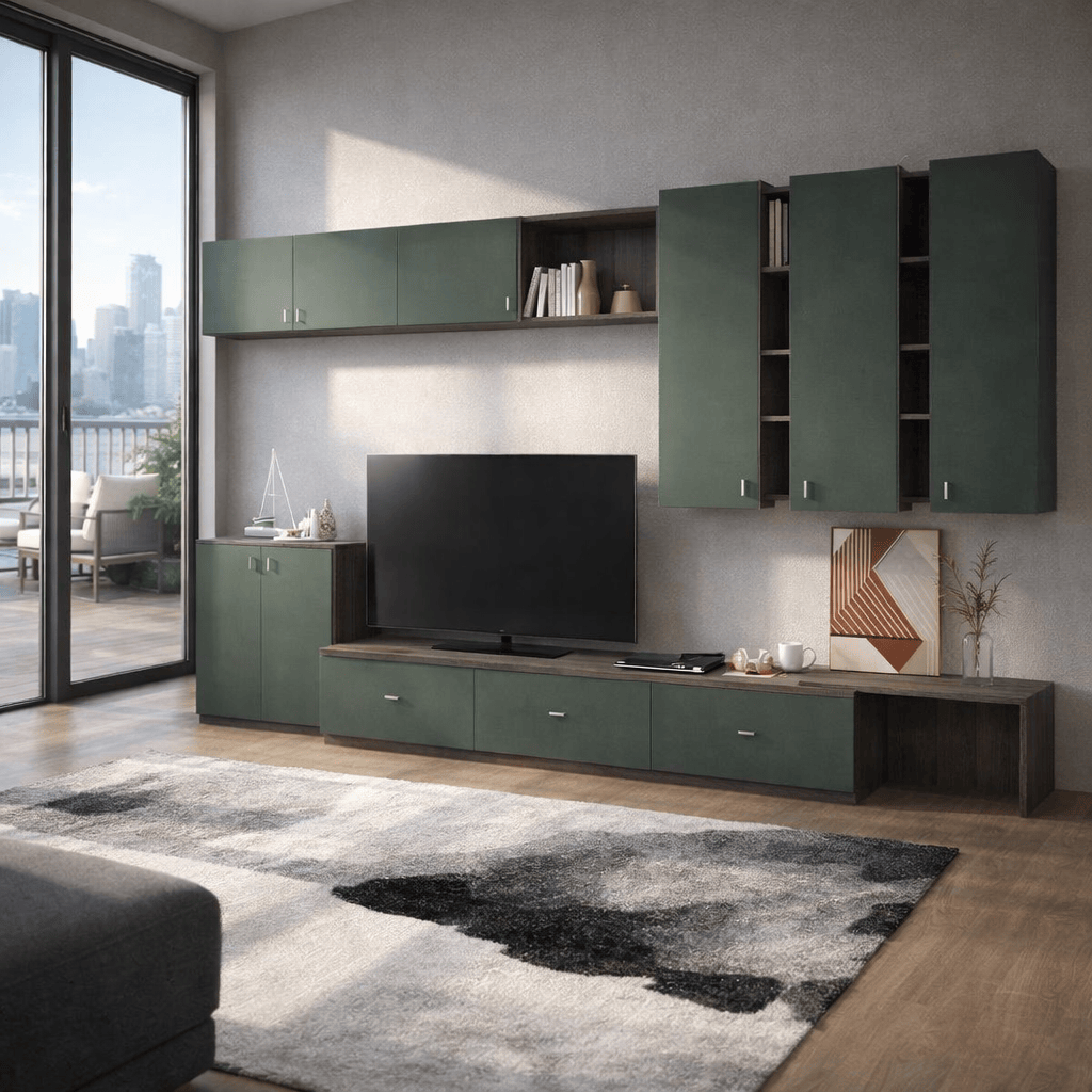 Americana Custom Built-In TV Console Cabinet (TV11) picket and rail