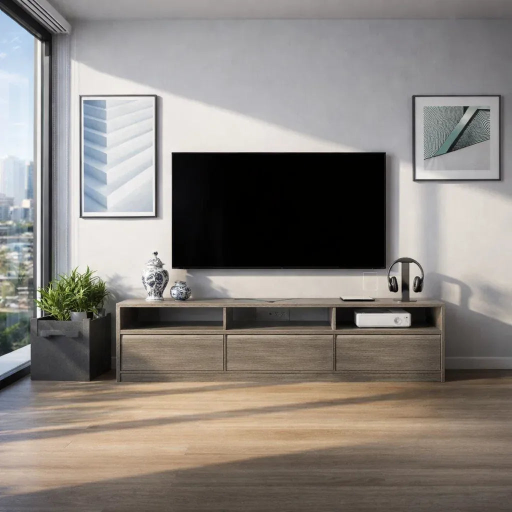 Americana Custom Storage TV Console Length 1.5m to 2m (T1) picket and rail