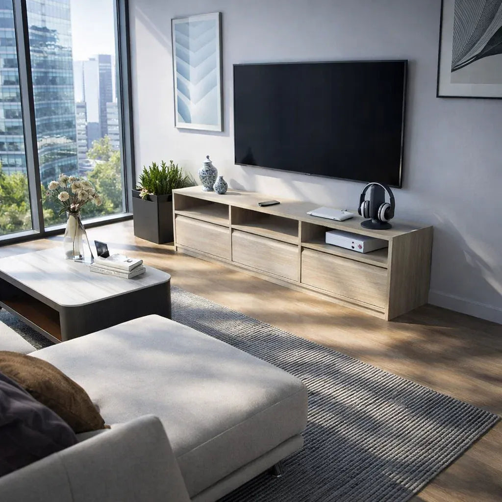 Americana Custom Storage TV Console Length 1.5m to 2m (T1) picket and rail