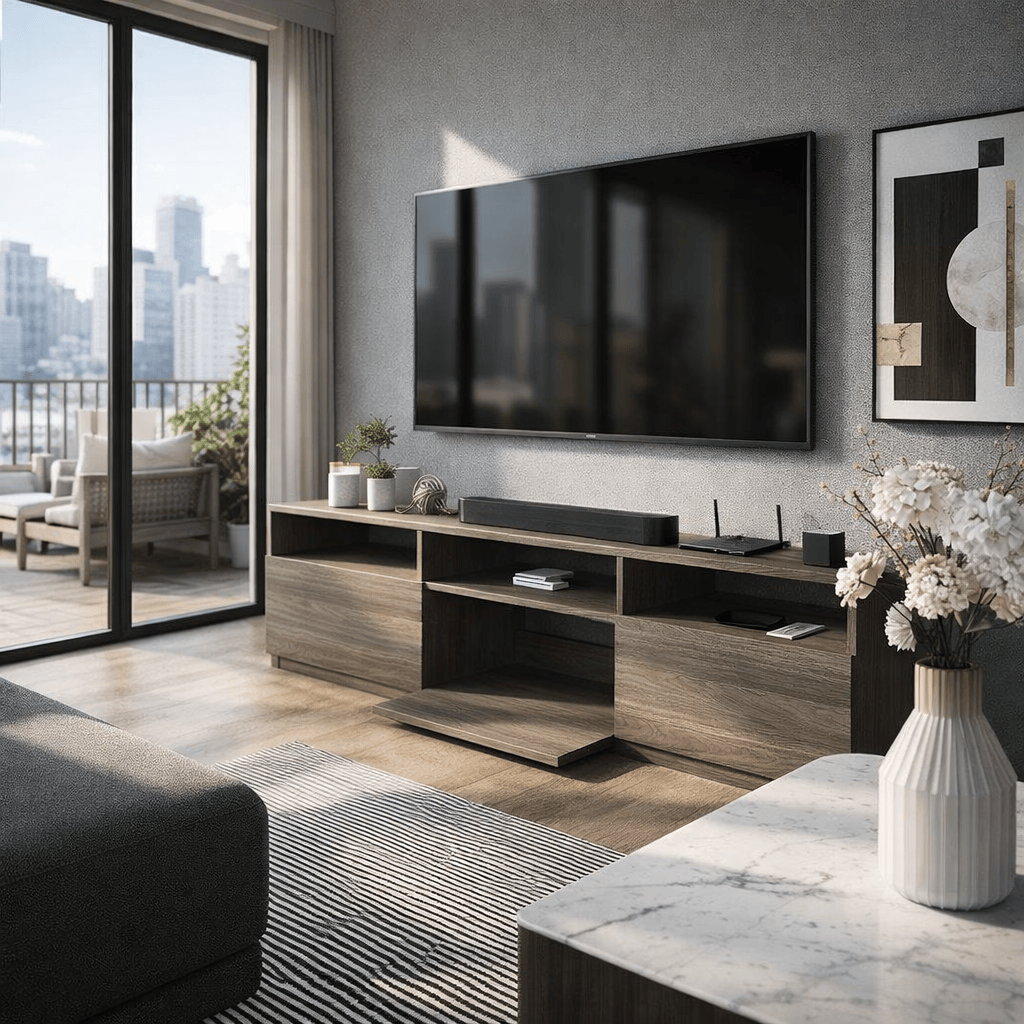 Americana Custom Storage TV Console Length 1.5m to 2m (T3) picket and rail