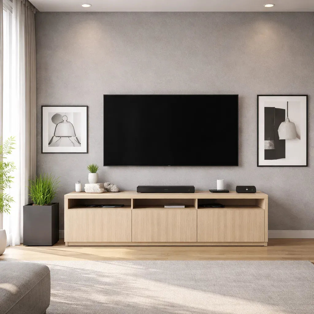 Americana Custom Storage TV Console Length 1.5m to 2m (T3) picket and rail