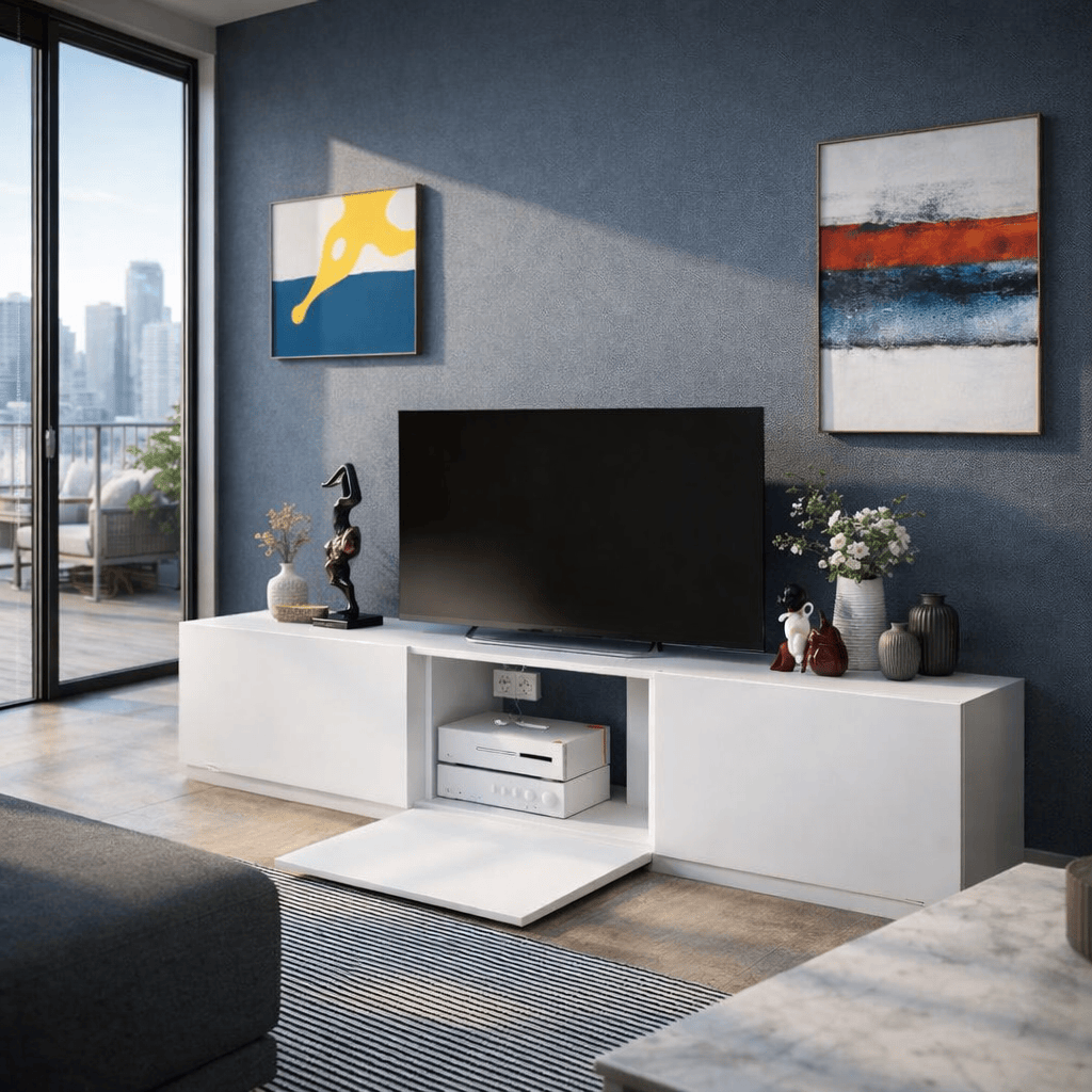 Americana Custom Storage TV Console Length 1.5m to 2m (T4) picket and rail