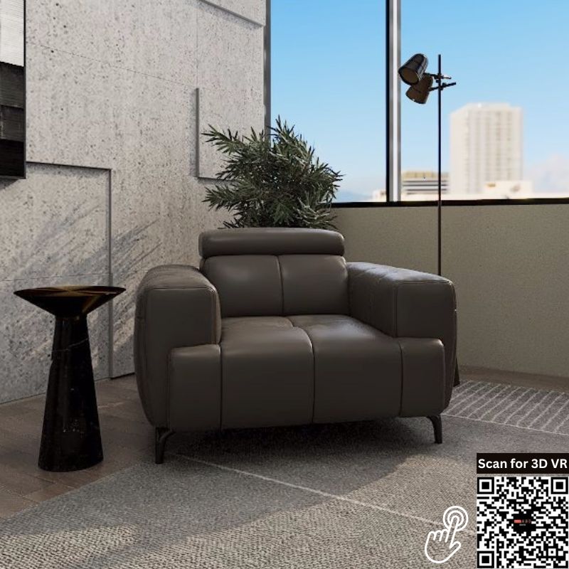 Americana Estell 1-Seater Zero Wall Full Top Grain Leather Electric Recliner Sofa (I) picket and rail