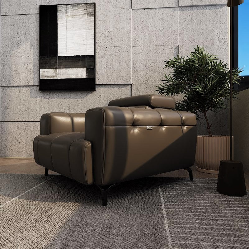 Americana Estell 1-Seater Zero Wall Full Top Grain Leather Electric Recliner Sofa (I) picket and rail