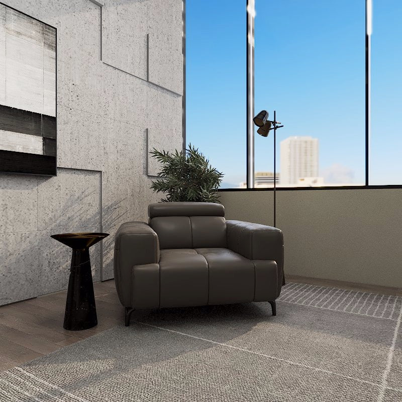 Americana Estell 1-Seater Zero Wall Full Top Grain Leather Electric Recliner Sofa (I) picket and rail