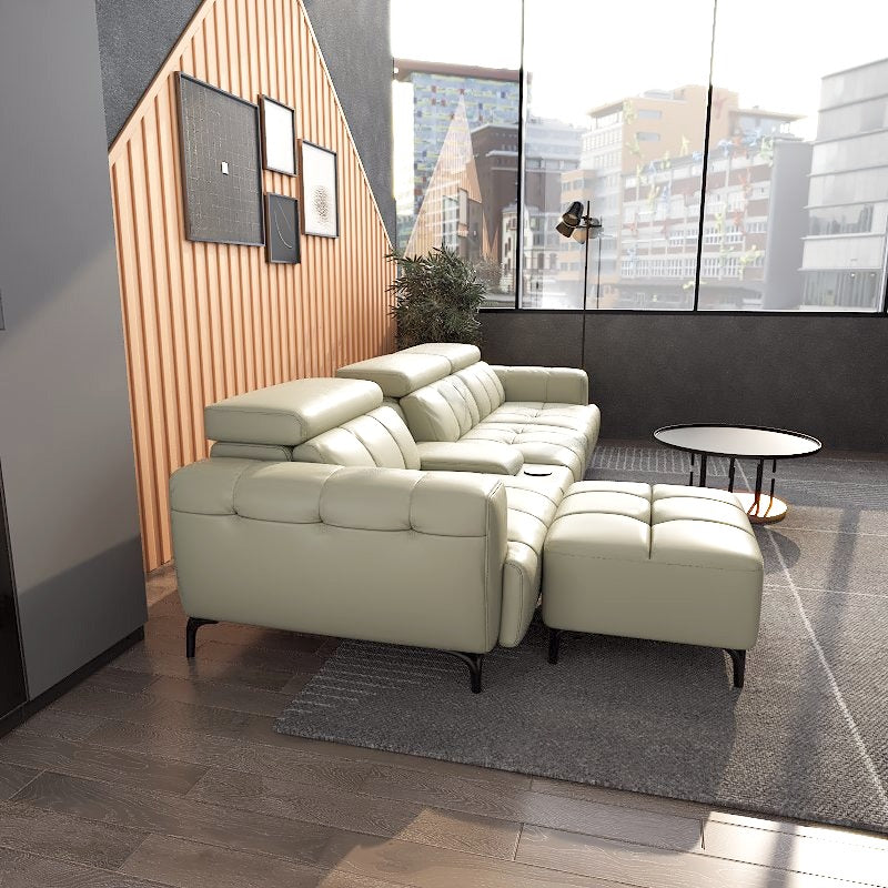 Americana Estell 2/3-Seater/L-Shape with Utility Cup Holder Zero Wall Full Top Grain Leather Electric Recliner Sofa picket and rail