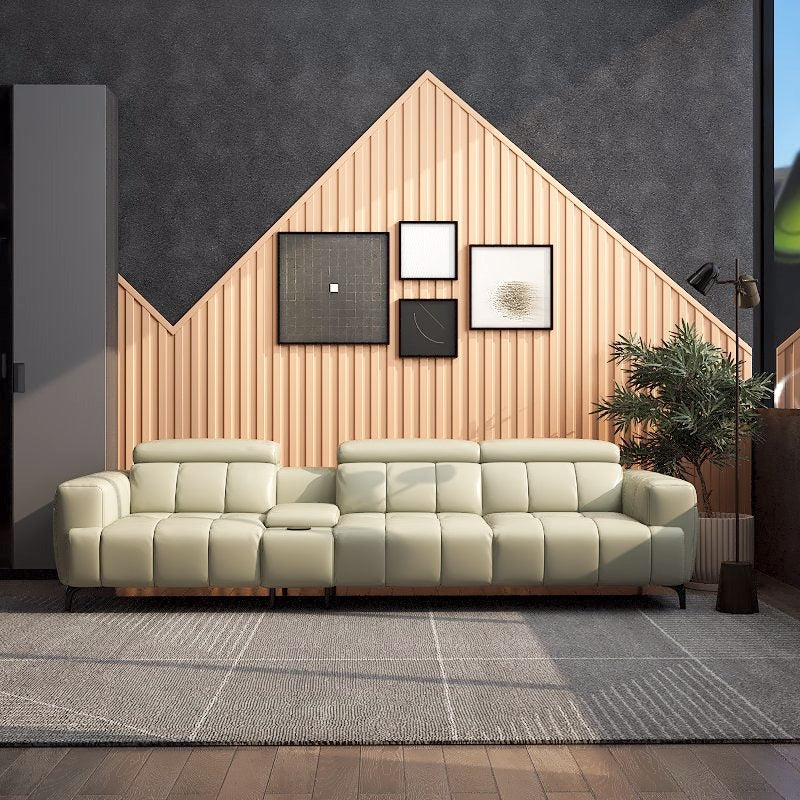 Americana Estell 2/3-Seater/L-Shape with Utility Cup Holder Zero Wall Full Top Grain Leather Electric Recliner Sofa picket and rail