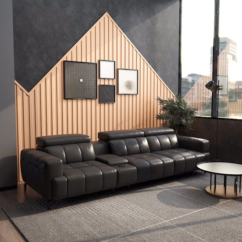 Americana Estell 2/3-Seater/L-Shape with Utility Cup Holder Zero Wall Full Top Grain Leather Electric Recliner Sofa picket and rail