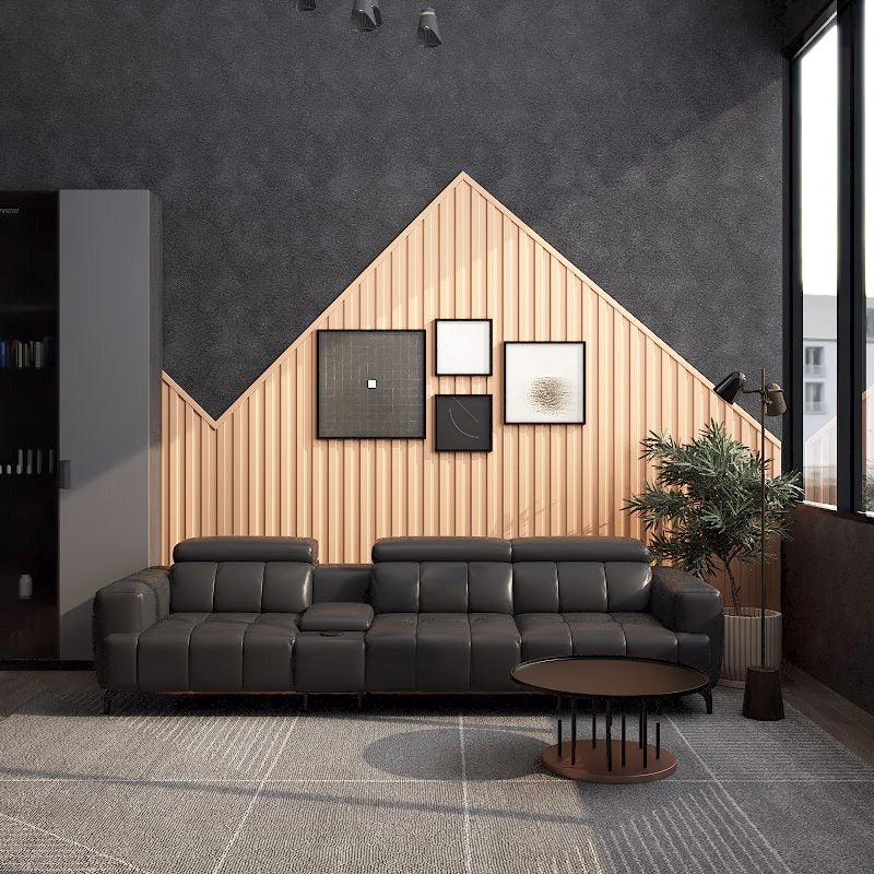 Americana Estell 2/3-Seater/L-Shape with Utility Cup Holder Zero Wall Full Top Grain Leather Electric Recliner Sofa picket and rail