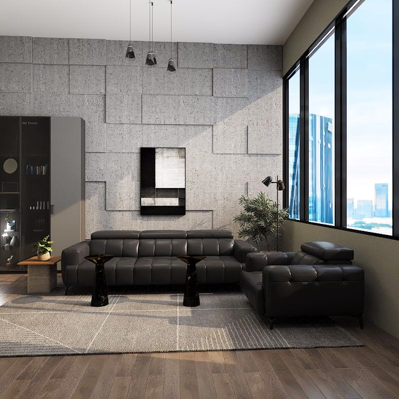 Americana Estell 2/3-Seater/L-Shape Zero Wall Full Top Grain Leather Electric Recliner Sofa picket and rail