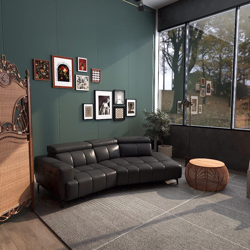 Americana Estell 2/3-Seater Zero Wall Full Top Grain Leather Electric Recliner Sofa/Day Bed picket and rail