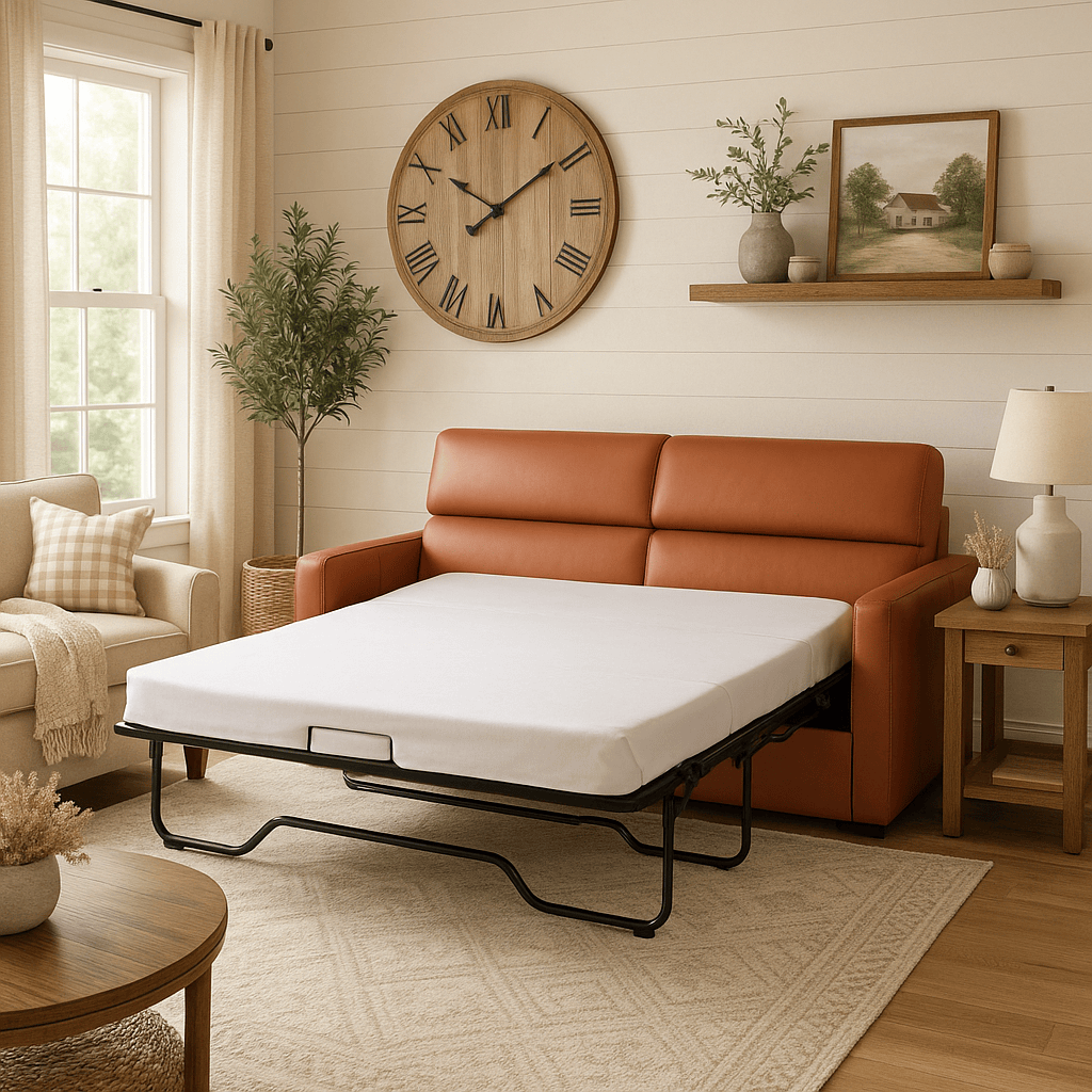 Americana Full Top Grain Leather Sofa Bed 3-Seater (MB0626) 2.02m picket and rail
