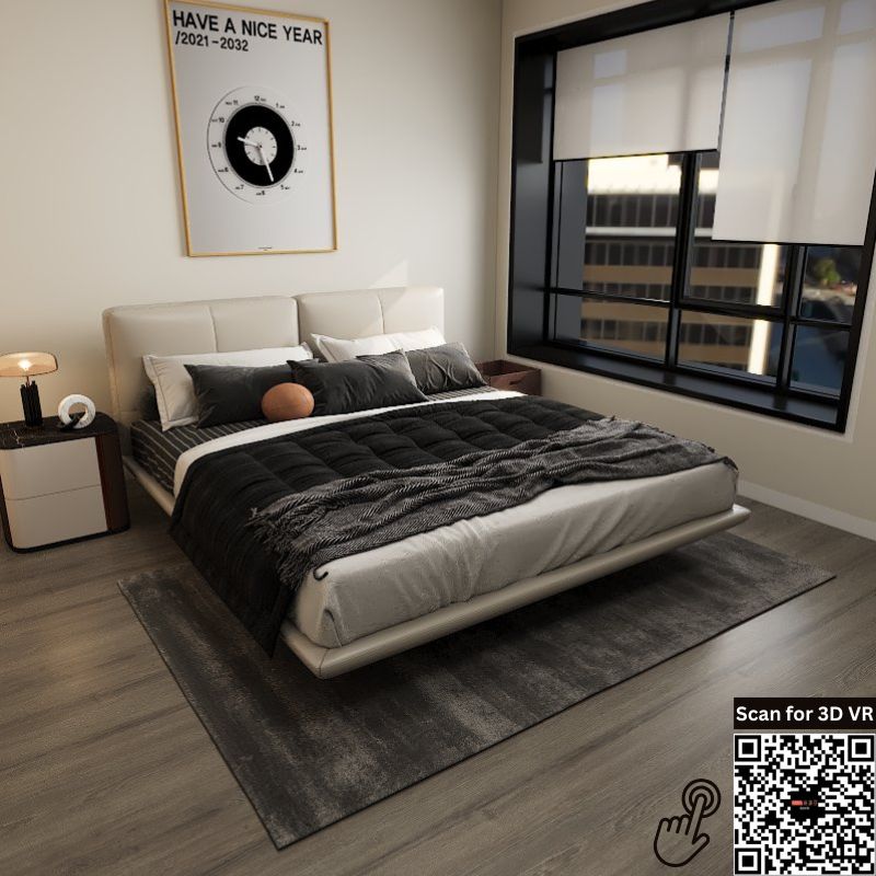 Americana Kaamos Floating Queen/King Full Leather Bed Frame (European Size 2m) Top Grain Leather with LED Light picket and rail