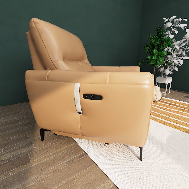 Americana Manhattan 1-Seater Zero Wall Full Top Grain Leather Electric Recliner Sofa (I) picket and rail