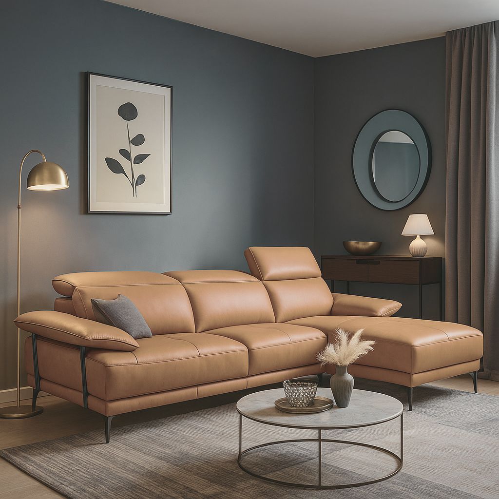 Americana (MB0637) 2.9m Full Top Grain Leather Sectional L-Shaped Sofa with Adjustable Headrests (I) picket and rail