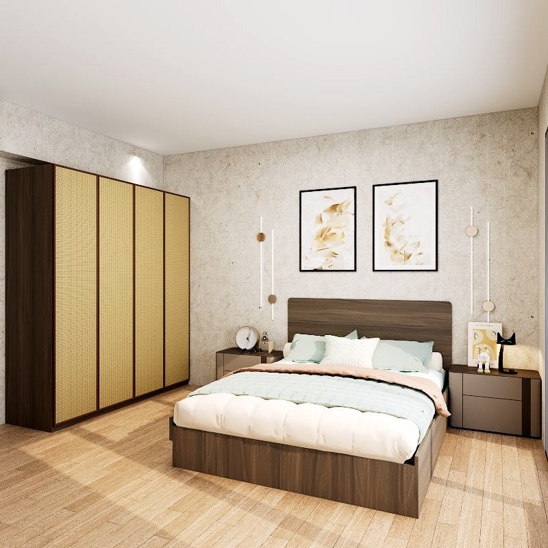 Americana Minimalist Design Engineered Wood Queen Size Bed picket and rail