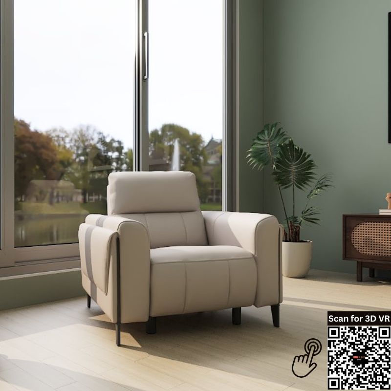 Americana Mulsanne 1-Seater Zero Wall Full Top Grain Leather Electric Recliner Sofa (I) picket and rail